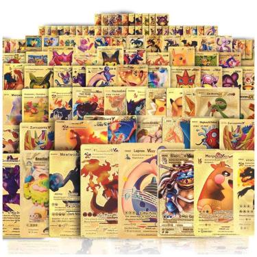 Imagem de Baralho 55 PCS Gold Cards Packs Vmax V EX GX Rare Golden Cards dourado com 55 cartas foil colecionáveis sem cartas repetidas