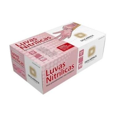Imagem de Luva Descartável Nitrílica Rosa Sem Pó C/100 - DESCARPACK, M