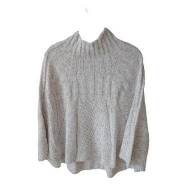 Imagem de Poncho Feminino Tricot Linha Mousse Manga Longa Inverno Frio-Feminino