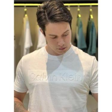 Imagem de Camiseta Calvin Klein Lettering Assinatura Alto Relevo Masculino - GG - Preto-Masculino