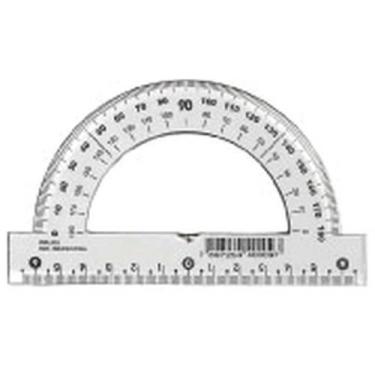 Imagem de Transferidor Plástico 180 Graus Chanfrado - Pacote com 10 - Waleu