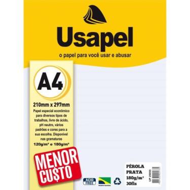 Imagem de Papel A4 Pérolado Usapel Prata 180G Caixa com 30 - Filiperson