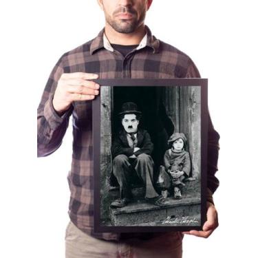 Imagem de Quadro The Kid Charlie Chaplin Foto Poster Moldurado - Fanarte
