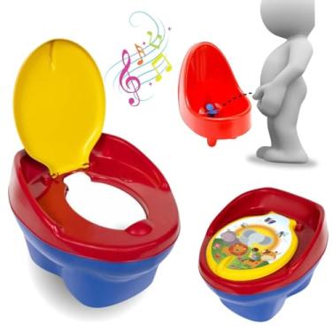 Imagem de Troninho Penico Pinico Menino Musical Com Mictório Criança Infantil Pipi Boy 3 Ventosas Trono Reduto Degrau (Vermelho 1)