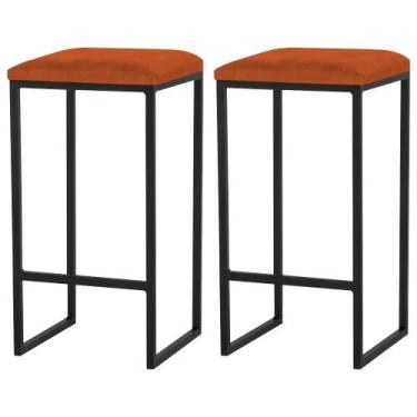 Imagem de Kit 2 Banqueta Donna Preta Sued Terracota- Straso Móveis - Metal Móvei