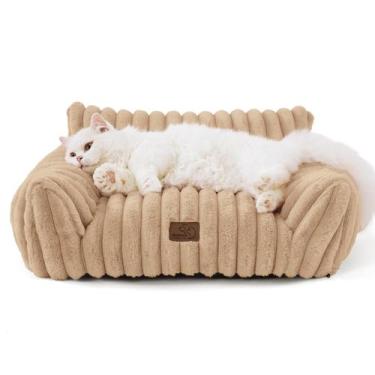 Imagem de Sofá para Pets Bedsure - Fofo e Confortável em Veludo Cotelê Bege