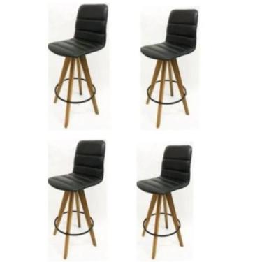 Imagem de Kit 4 Banquetas Gourmet Julia Giratória-assento Corino Preto