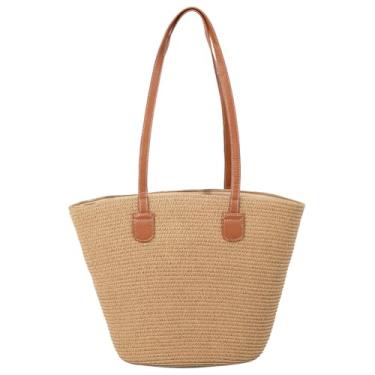 Imagem de MaijjLyn Bolsas de palha para mulheres, bolsa de praia, sacola de tecido, bolsas de ombro grandes, bolsas de ráfia de verão, bolsas de viagem, bolsa de palha, B - Marrom, One Size