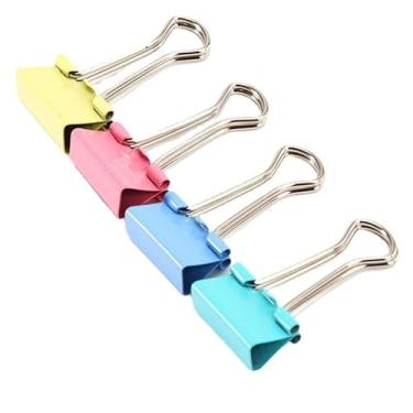 Imagem de Kit 60 Clips Borboleta Binder Prendedor para Papel 15mm Cores Sortidos