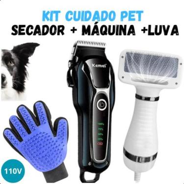 Imagem de Secador 2 em 1 Portátil + Máquina Tosa KM 1991 e Luva de Silicone Azul