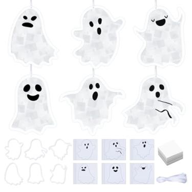 Imagem de Motipuns 24 Sets Halloween Ghost Crafts Ghost Tissue Paper Craft Kits Make Your Own Suncatchers Hanging Ornament DIY Spooky Supplies for Halloween Party Trick or Treat Party Game Decors