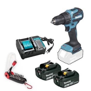 Imagem de Parafusadeira e Furadeira de Impacto Makita, 18V, 65Nm, com 2 Baterias