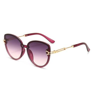 Imagem de Óculos de sol estilo gatinho, armação de metal, preto, azul, vermelho, UV400, roxo, 145 mm, para áreas externas