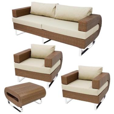 Imagem de Conjunto de Sofá Completo Modelo Begônia Fibra Sintética - Sarah Móvei