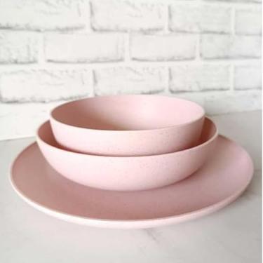 Imagem de Jogo Pratos Aparelho De Jantar em Polipropileno Durável (1 kit - 3 peças Rosa)