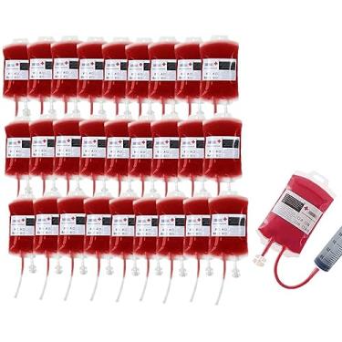 Imagem de Bolsa de sangue para sacos de bebida IV, recipiente para copos de festa de Halloween, bolsa para bebidas, presente de gag para bebidas, amamentação médica/graduação RN Zombie Vampiro Party Supplies (pacote com 25)