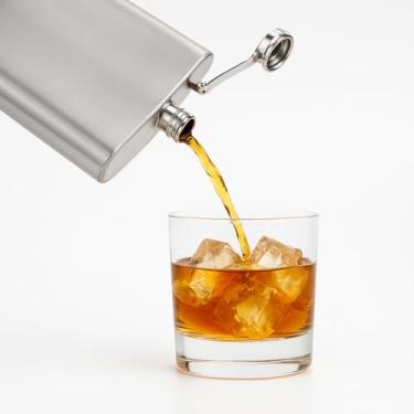 Imagem de Garrafa Cantil de Aço Inoxidável Clássico, Prata, 160Ml, Tampa Rosqueável, Porta Whisky Vodka Gin