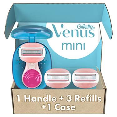 Imagem de Gillette Venus Mini Aparelhos de Barbear ComfortGlide para Mulheres, Inclui 1 Mini Alça + 3 Recargas + 1 Estojo