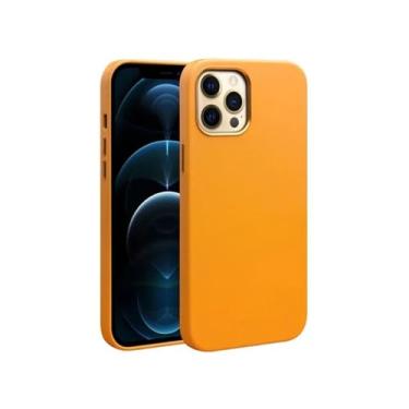 Imagem de Capa de telefone de couro para iphone 12 pro max 13 1 pro 15 plus capa traseira de negócios de carregamento magnético, laranja, para iphone 14plus