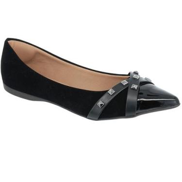 Imagem de Sapatilha Feminina Bico Fino Rasteira Verniz com Brilho Flat Confortáv