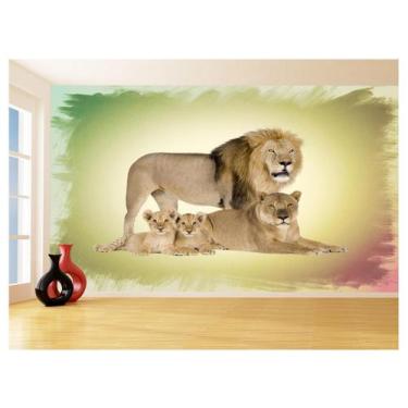Imagem de Papel De Parede Animais Leão Família Filhotes 3,5M Anm518 - Você Decor