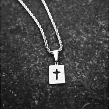 Imagem de Colar Aço Inox Cruz Vazada Prata - Phillip London