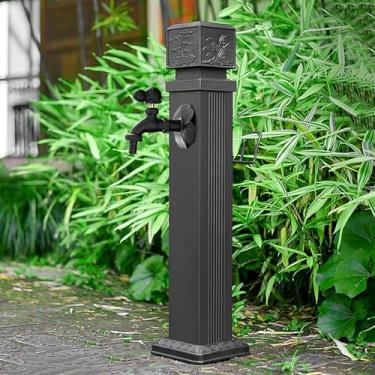 Imagem de Torneira de coluna de água ao ar livre, torneira e fonte de água de jardim anticongelante, dispensador de hidrante decorativo de água (preto 5,74 cm/29 pol) para uso externo