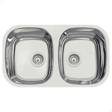 Imagem de Cuba Dupla Tramontina Isis 2c 34 Bl Prime Em Aço Inox Alto Brilho 72x40 Cm Com Válvula...