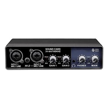 Imagem de Interface de áudio portátil USB Placa de som pré-amplificador de microfone Computadores Equipamento de mixagem digital e sintonizador de gravação