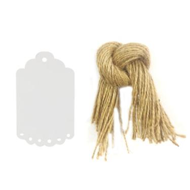 Imagem de Wrapables 10 etiquetas de presente/etiquetas Kraft com bordas recortadas com cordas de corte grátis para presentes, artesanato e etiquetas de preço, pequeno, branco