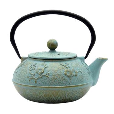 Imagem de Chaleira pequena de ferro fundido de 890 ml, bule de chá SECHUDO revestido com interior esmaltado para chá solto, bule de chá de ferro fundido fofo com infusor de aço inoxidável para fogão seguro (900