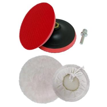 Imagem de Kit para Polimento com Boina Lã de Carneiro + Disco 125mm + Adaptador Furadeira