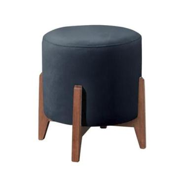 Imagem de Puff Redondo Luxo Thor 3 Pés Em Madeira - Lobo Shopp