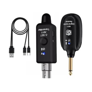 Imagem de MOOKEENONE Transmissor de microfone sem fio, receptor UHF, transmissor de áudio sem fio para instrumentos de microfone