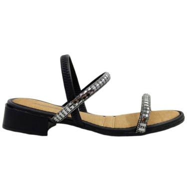 Imagem de Sandália Feminina Casual Social Dia a Dia Salto Baixo Calce Fácil com Strass Mississipi Mi993