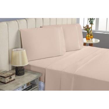 Imagem de Jogo de Lençol QUEEN 4 Peças Percal 400 fios Lençol de Cima Ponto Pali