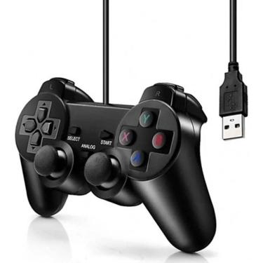 Imagem de Controle Joystick PS2 PS3 Playstation Preto Usb Pc Laptop