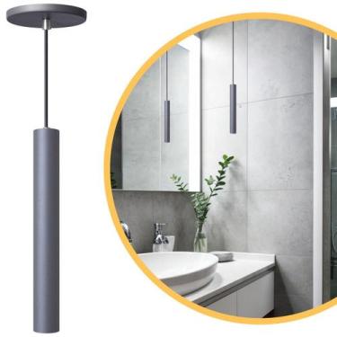 Imagem de Pendente Luminária Tubo Cinza 30 Cm - Iluminar Ambiente