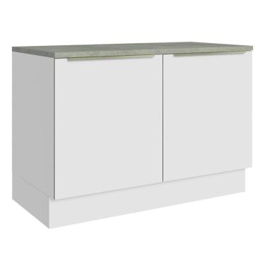 Imagem de Balcão De Pia 120Cm 2PTSBranco/Branco Veludo Lux Madesa