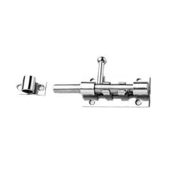 Imagem de MGGi Trava deslizante de aço inoxidável 304 - Trava de portão resistente de 20 cm com orifício de cadeado, trava de porta de galpão para portas de celeiro, cerca, segurança de galpão - Cor de aço