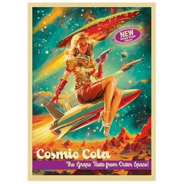 Imagem de Fantasy North Cosmic Cola #4 - Sabor de uva - Vintage retrô dos anos 50 - Rocket Girl - 100 capas de cartas foscas texturizadas TCG - Serve para Pokémon Magic MTG Commander e outros jogos de cartas