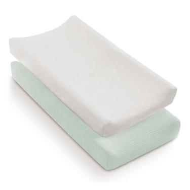 Imagem de ZJRDYYK Pacote com 2 capas de trocador de fraldas, 100% algodão para trocador de fraldas, capa de lençol de trocador de fraldas para bebês e meninos (C)