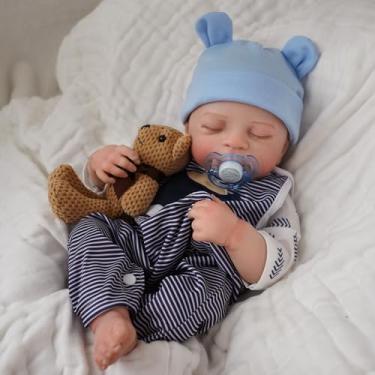 Imagem de Brastoy Bebê Reborn Boneca Menino Realista Corpo de Silicone Pintado Original 48cm