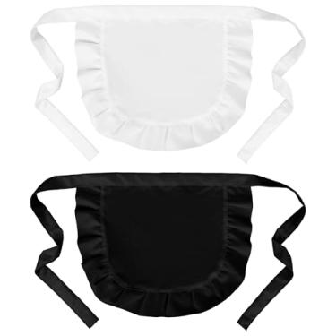 Imagem de 2 aventais de cintura para cosplay, fantasia branca e preta, bufante, meio avental de cozinha, lembrancinhas de festa, meio-aventais, fantasia de cosplay, acessório para mulheres e meninas