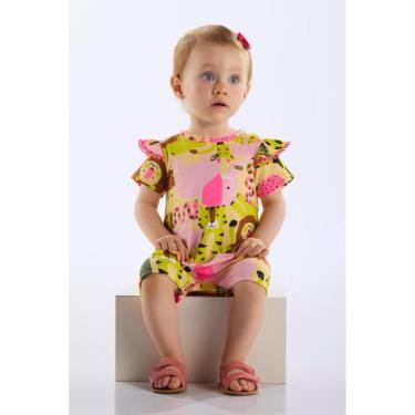 Imagem de Macaquinho Bichinhos para Bebê Menina Up Baby, Amarelo, P