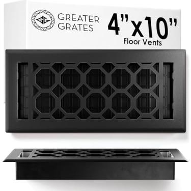 Imagem de GREATER GRATES Tampa de ventilação texturizada de favo de mel preta - Grade HVAC de aço resistente para piso, parede e teto - resistente à ferrugem, decorativa e fácil de instalar - 1 pacote