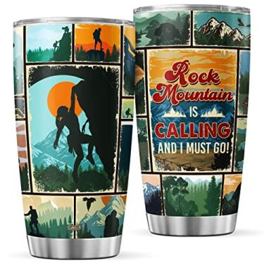 Imagem de CUBICER Rock Climbing 600 g Tumblers Parede Dupla Isolada Com Tampa Climb Lovers Caneca de Café Para Alpinista Homens Ele Pai No Aniversário Copo de Aço Inoxidável Canecas de Viagem