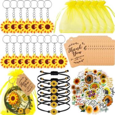 Imagem de Conjunto de lembrancinhas Tuanse Sunflower, 130 peças, chaveiros e pul