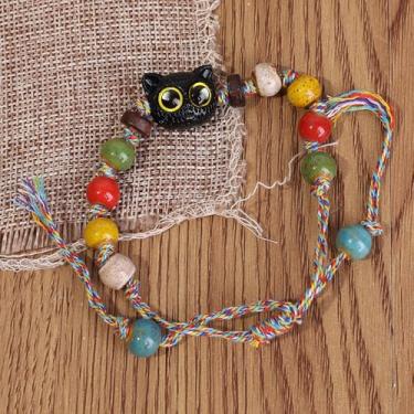 Imagem de Nova pulseira de cerâmica esqueleto gato design nicho estilo chinês borla pulseira estudante namorada presente, One Size, Cerâmica, Sem Pedra Preciosa