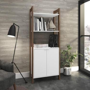 Imagem de Estante Escritório Com 2 Portas Cr25004 Branca/Nogal - MULTIMOVEIS
